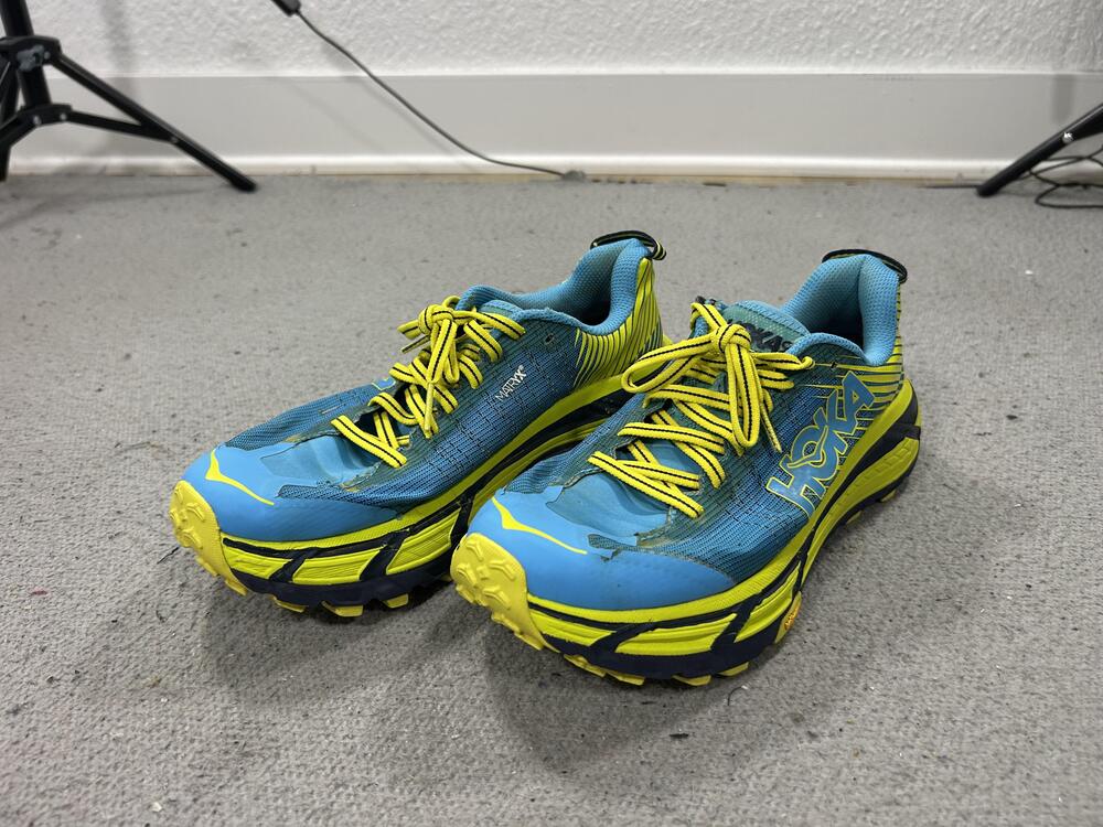 Hoka One One Evo Mafate 2 Shoes Womens Size 7.5 Blue Trail Running Vibram